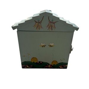 Vintage -hand painted House‎ Wood Key Rack - 2 Hook Wall Decor